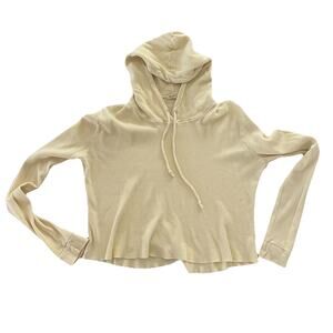 John Galt by Brandy Melville Light Yellow Flowy Cropped Hoodie